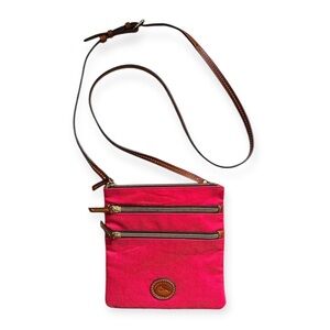 Dooney & Bourke Nylon North South Triple Zip in Red